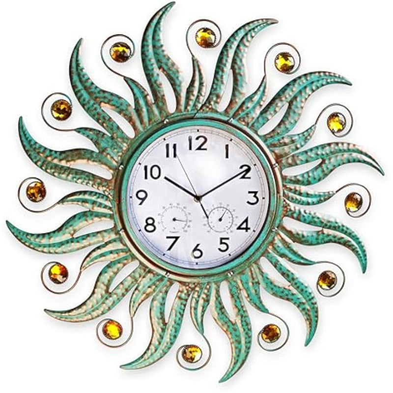 25" Metal Outdoor Clock Combo